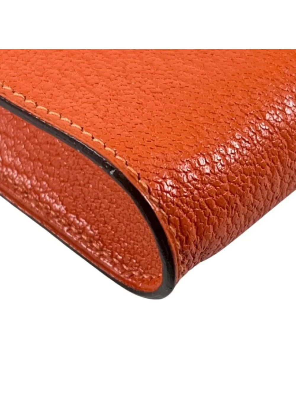 Hermes Vespa Pouch Garet Case Chevre Mysore Leather Orange Silver